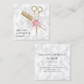 Elegant goudschaar en kam haarstylist vierkante visitekaartje (Voorkant / Achterkant)