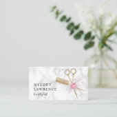 Elegant goudschaar en kam haarstylist visitekaartje (Staand voorkant)