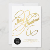 Elegant goudschrift zakelijke logo feestdagenkaart (Voorkant)