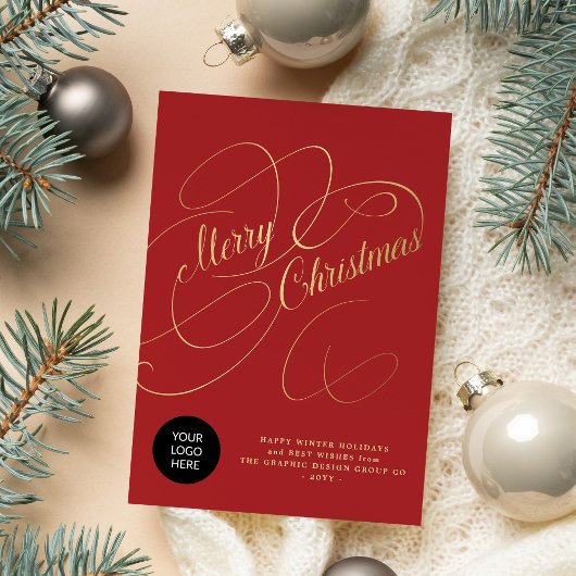 Elegant goudschrift zakelijke logo feestdagenkaart