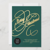 Elegant goudschrift zakelijke logo feestdagenkaart (Voorkant)