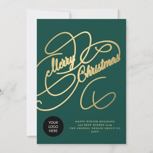 Elegant goudschrift zakelijke logo feestdagenkaart (Voorkant)