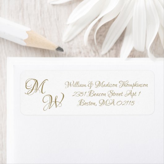 Elegant goudscript aangepast initiaal monogram etiket (Insitu)