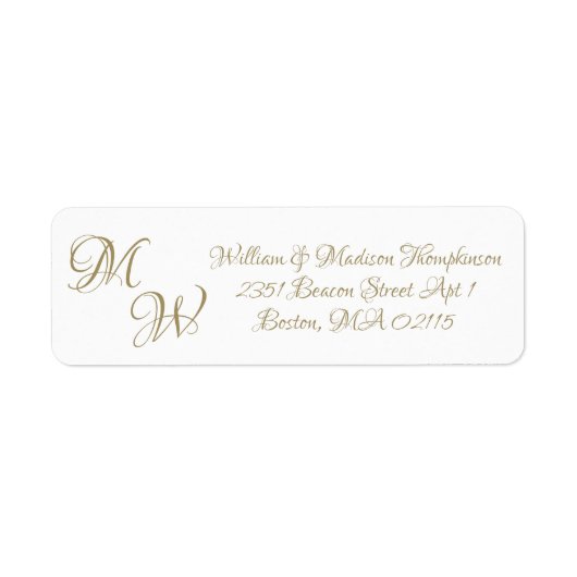 Elegant goudscript aangepast initiaal monogram etiket (Voorkant)