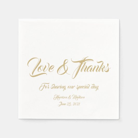 Elegant goudscript, aangepast Liefde & Bedankt, na Servet (Voorkant)
