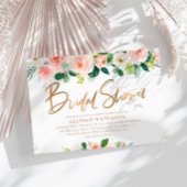 Elegant goudscript roze & blush vrijgezellenfeest kaart