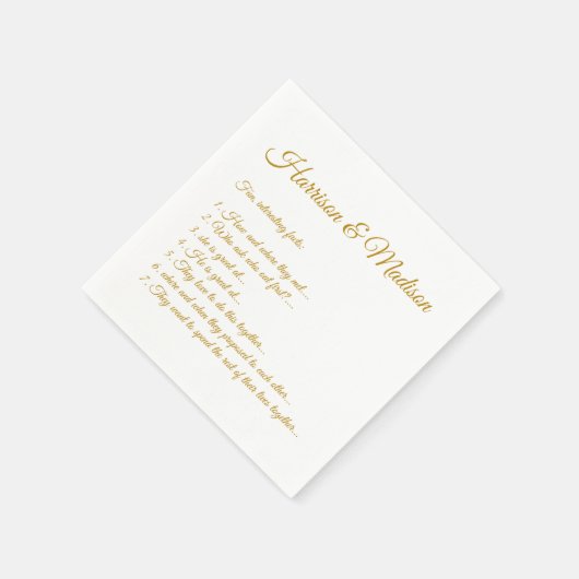 Elegant goudscriptwaar Fun Facts bruiloft Servet (Hoek)