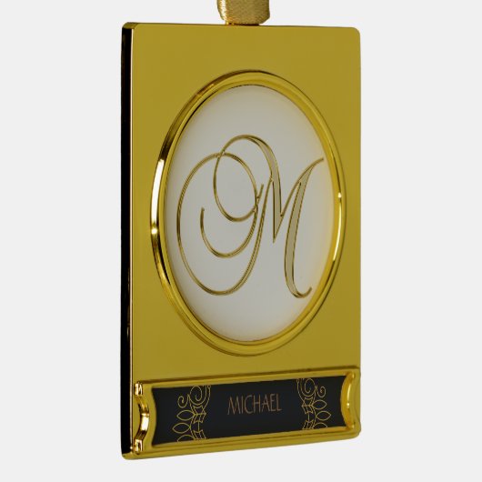 Elegant goudsierletter m verguld banner ornament (Rechts)