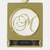 Elegant goudsierletter m verguld banner ornament (Voorkant)