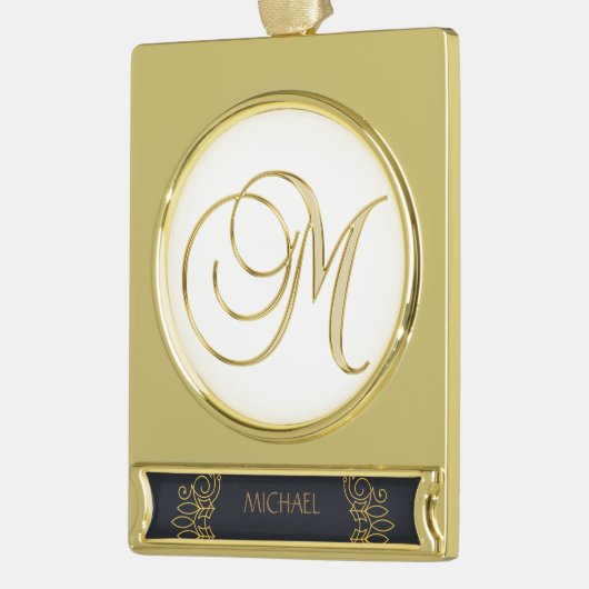 Elegant goudsierletter m verguld banner ornament (Links)