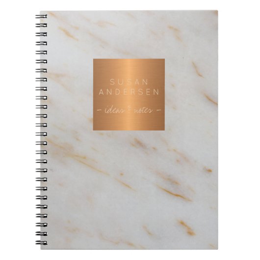 Elegant goudstaal metallisch grijs marmer notitieboek (Voorkant)