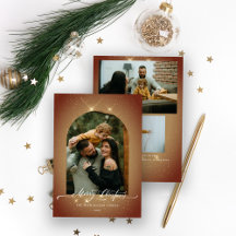 Elegant Goudstof 3-Foto Prettig Kerstfeest
