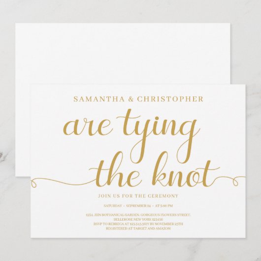 Elegant goudtypografie script font verloving kaart (Voorkant / Achterkant)