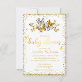 elegant goudvlinder baby shower kaart (Voorkant)