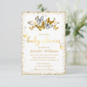 elegant goudvlinder baby shower kaart (Staand voorkant)