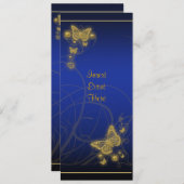 Elegant goudvlinder blauw zwart kaart (Voorkant / Achterkant)