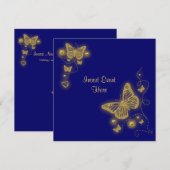 Elegant goudvlinder blauwe royal kaart (Voorkant / Achterkant)