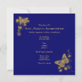 Elegant goudvlinder blauwe royal kaart (Achterkant)