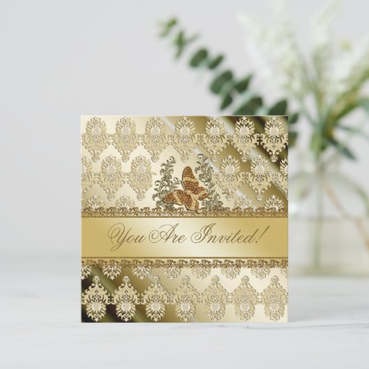 Elegant goudvlinder, elke uitnodiging (Staand voorkant)