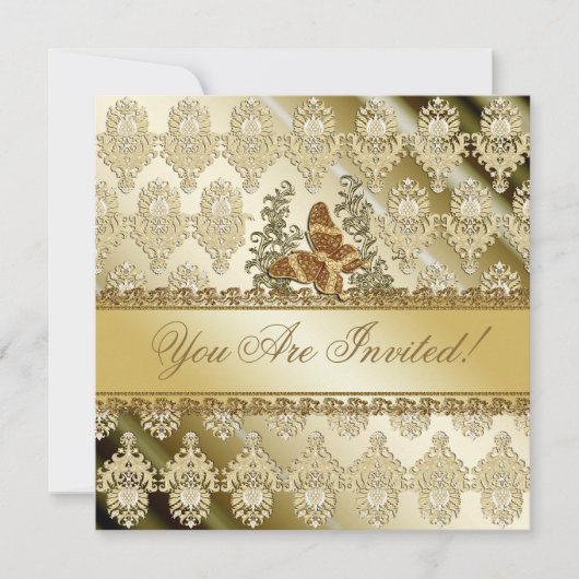 Elegant goudvlinder, elke uitnodiging (Voorkant)