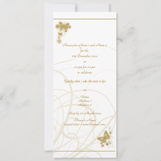 Elegant goudvlinder kaart (Achterkant)