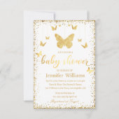 elegant goudvlinder luxe baby shower kaart (Voorkant)