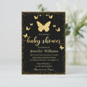 elegant goudvlinder zwart luxe baby shower kaart (Staand voorkant)