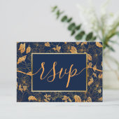 Elegant Goudvlooienmarine Blue RSVP (Staand voorkant)
