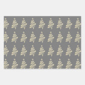 Elegant goudzilveren kerstboompatroon inpakpapier vel (Voorkant 3)