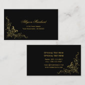 Elegant  goudzonden op zwart visitekaartje (Voorkant / Achterkant)