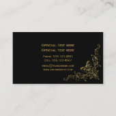 Elegant  goudzonden op zwart visitekaartje (Achterkant)