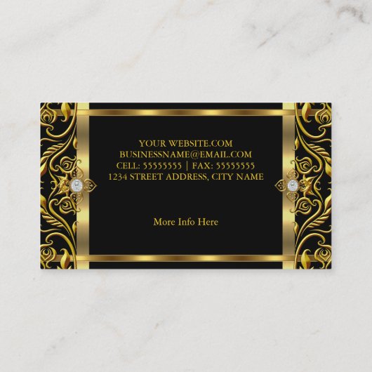 Elegant goudzwart goudbloem lijst visitekaartje (Achterkant)