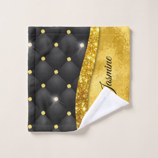 Elegant goudzwart monogram bad handdoek (Wasdoekje)