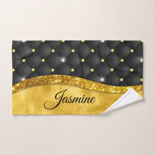 Elegant goudzwart monogram bad handdoek (Handdoek)