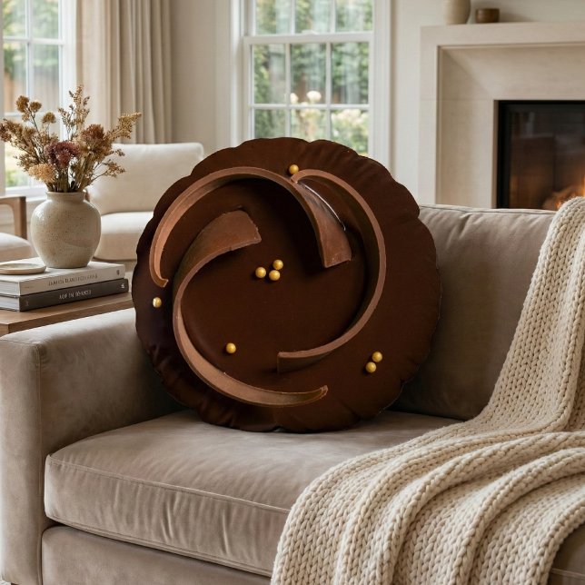 Elegant Gourmet Dark Chocolate Truffle Decadent Rond Kussen (Creator heeft geüpload)