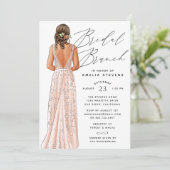 Elegant Gown Bridal Brunch Uitnodiging (Staand voorkant)