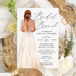 Elegant Gown Bridal Brunch Uitnodiging