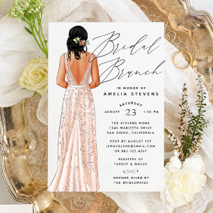 Elegant Gown Bridal Brunch Uitnodiging