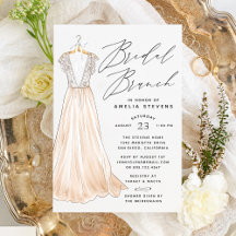 Elegant Gown Bridal Brunch Uitnodiging