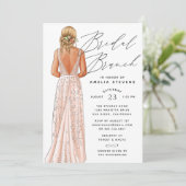 Elegant Gown Bridal Brunch Uitnodiging (Staand voorkant)