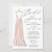 Elegant Gown Bridal Shower Invitation Kaart (Voorkant)