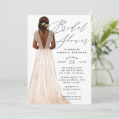 Elegant Gown Bridal Shower Invitation Kaart (Staand voorkant)