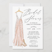 Elegant Gown Bridal Shower Invitation Kaart (Voorkant)