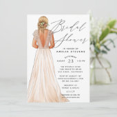 Elegant Gown Bridal Shower Invitation Kaart (Staand voorkant)