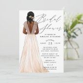 Elegant Gown Bridal Shower Invitation Kaart (Staand voorkant)