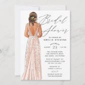 Elegant Gown Bridal Shower Invitation Kaart (Voorkant)