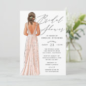 Elegant Gown Bridal Shower Invitation Kaart (Staand voorkant)