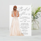 Elegant Gown Bridal Shower Invitation Kaart (Staand voorkant)