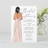 Elegant Gown Bridal Shower Invitation Kaart (Staand voorkant)