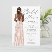 Elegant Gown Bridal Shower Invitation Kaart (Staand voorkant)